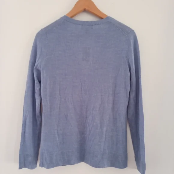 Lord & Taylor Denim Blue Merino Wool Cardigan - Picture 2 of 5